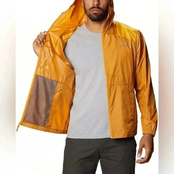 Columbia Mens Windbreaker XL Gold Yellow Hood Flashback Water Resistant Outdoor - Picture 3 of 13